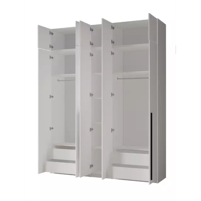 Шкаф распашной Принцесса мелания 5 дверный с антресолью 200x260x50 см ЛДСП цвет белый — изображение 4