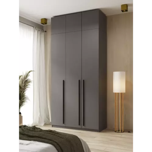 Шкаф распашной Принцесса мелания 3 дверный с антресолью 120x260x50 см ЛДСП цвет графит