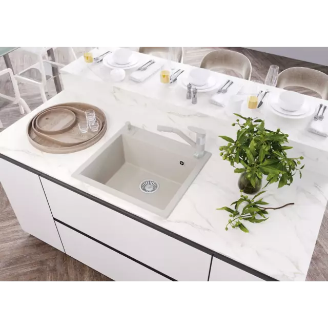 Мойка врезная прямоугольная 51x20x56 см POLYGRAN Argo-560 искусственный камень цвет песок — изображение 2